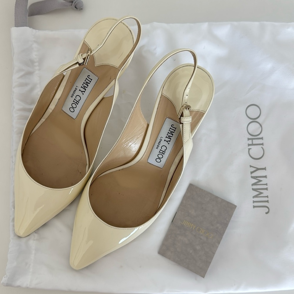 Jimmy Choo Erin 60 slingback pumps - ivory 
Patent leather